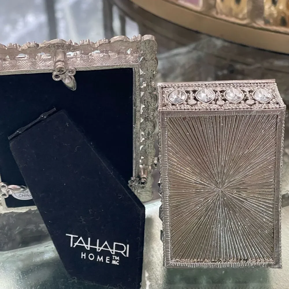 Tahari Silver Decorative photo Frame and Box Set